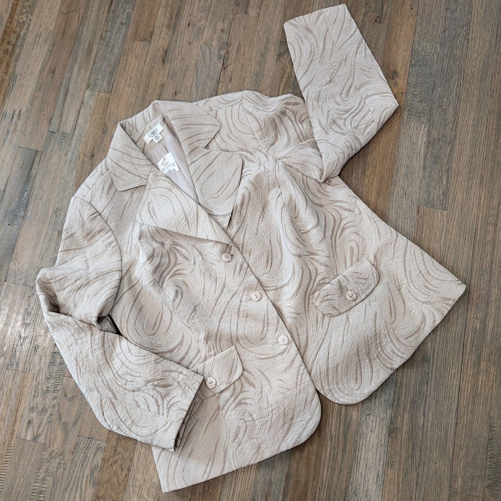 Vintage Cato Womans Tan Gold 16W Button Blazer Sports‎ Coat New With Tags